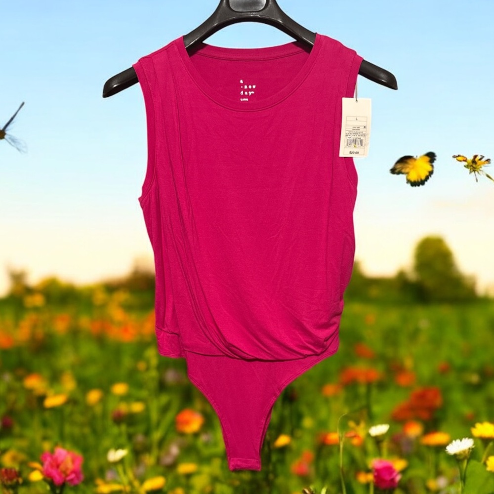 A New Day Pink Sleeveless Fitted Bodysuit